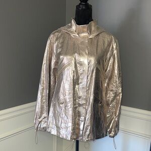 Per Se Shimmering Metallic Women's Linen Utility Jacket